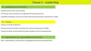 ISO 27001 - Clause 5 -  Leadership
