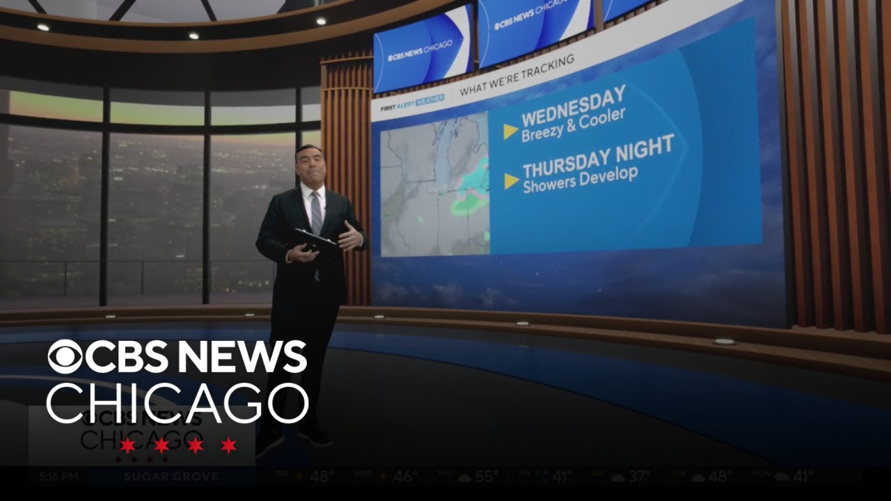 Breezy and cooler Wednesday, showers Thursday night in Chicago - YouTube