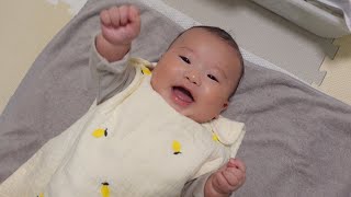 【スリーパー】肌寒くなってきたのでお風呂上がりの赤ちゃんにはコレで決まり【寝かしつけ】【生後3ヶ月】We start using a bag sleeper for a baby