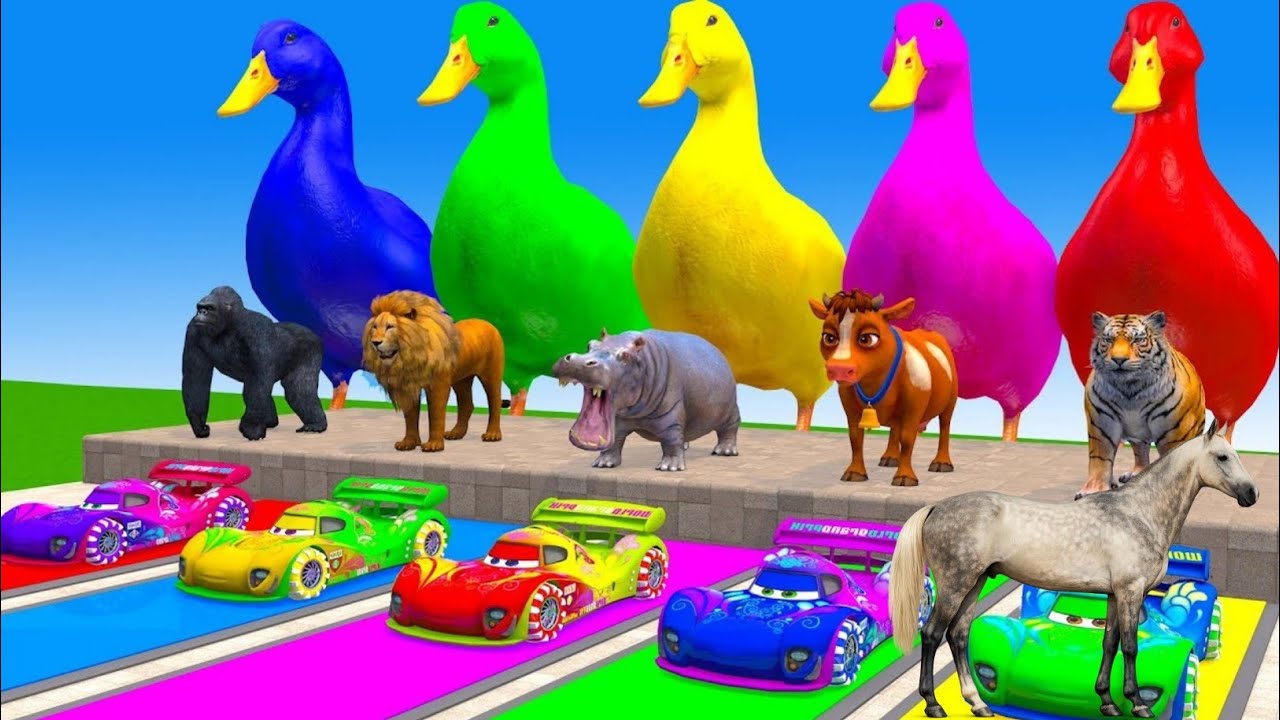 Игра «Длинная горка» со слоном, гориллой, буйволом, бегемотом, тигром. Забавная 3D-игра с животны...