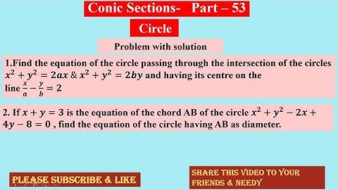 Conic Section  53 ,  Circle , #conics  ,  #ProblemWithSolution , Please Subscribe , Like & Share  🙏