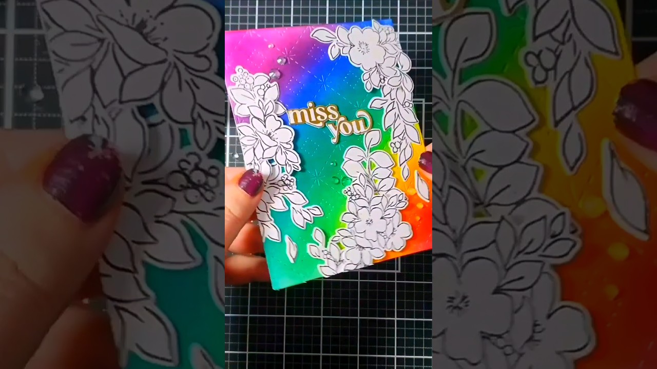 Rainbow ink blending + bold monochrome florals = contrast perfection! 🌈🖤 #pridecrafts #cardmaking