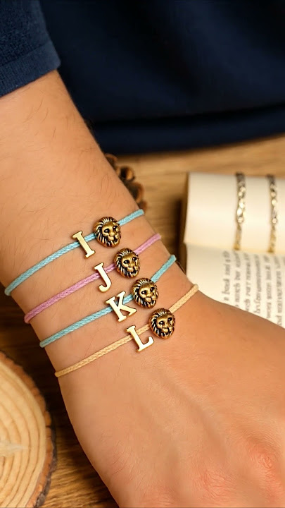 WHATSAPP  919322219437 TO ORDER-A-Z Name Initial Letter Rakhi Bracelet With Lion Charm