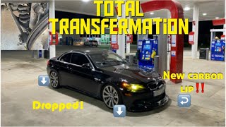 BMW M3 Gets LOW! (lowering springs install) Plus New Carbon lip!