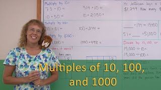 Multiply numbers by 10, 100, and 1000 (and divide also) - 4th grade math