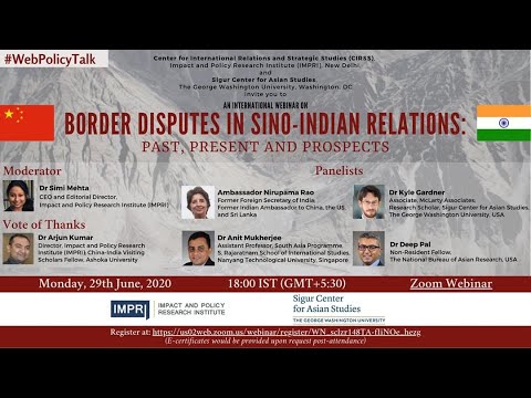 IMPRI International Webinar on Border Disputes in Sino-Indian Relations: Past, Present and Prospects