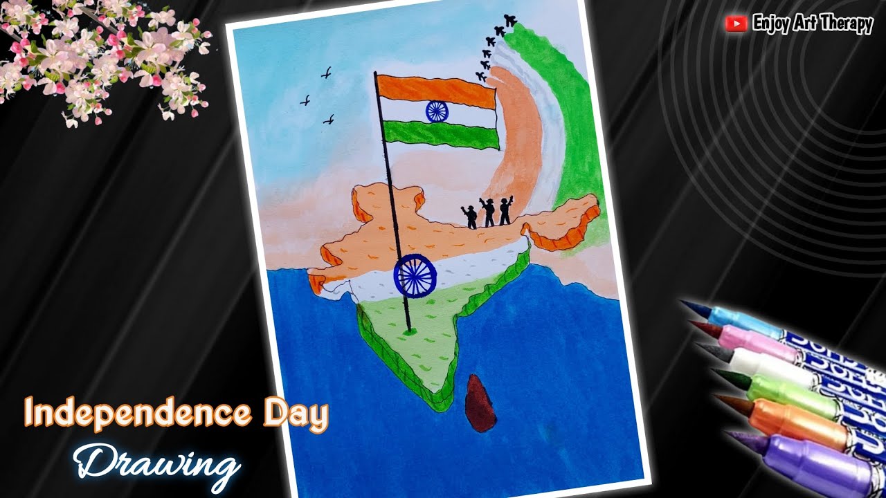 Independence Day Drawing 🇮🇳😍| India Map Drawing | 15th August Drawing | Drawing Tutorial 