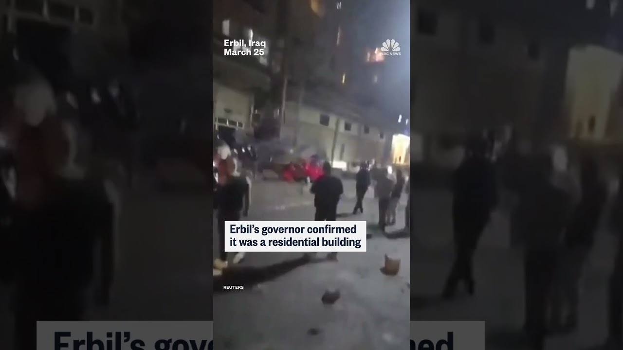 A massive fire ball was seen exploding from the top of a building after an attack in Erbil