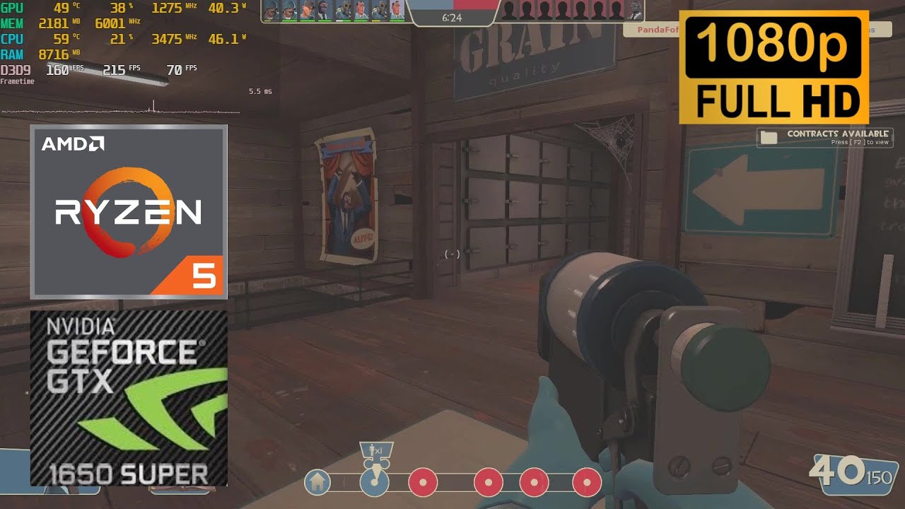 Team Fortress 2: GTX 1650 Super + Ryzen 5 1600 AF (1080p) High