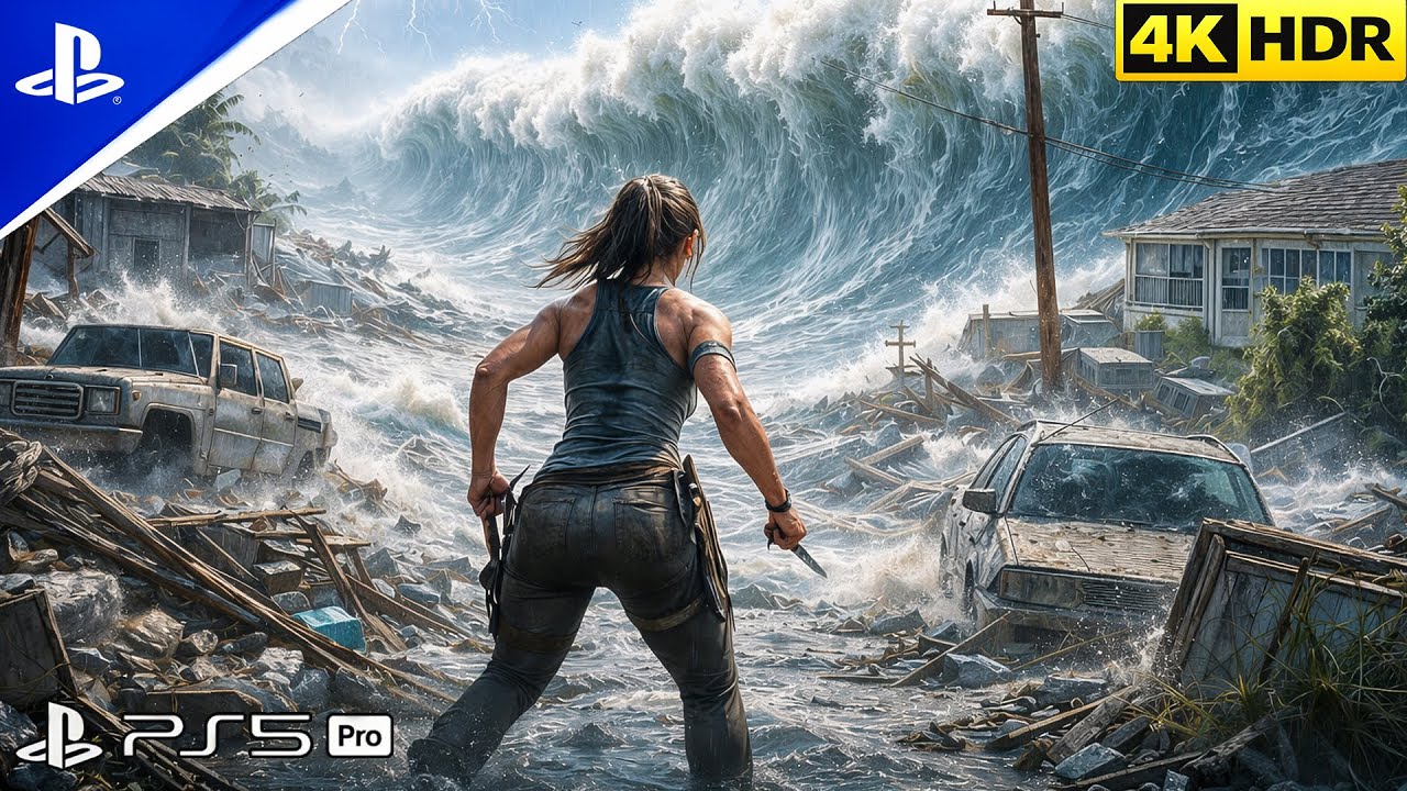 TSUNAMI SURVIVAL LOOKS SCARY IN TOMB RAIDER – PS5 PRO™ GAMEPLAY | 4K 60FPS HDR