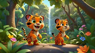 Three Tiny Tigers Tap in Tune | Animal Song for Kids | Rhythm and Counting Rhyme