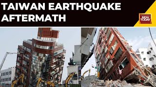 Taiwan Quake: Demolition Of Building Tilting At 45 Degree Angle Begins