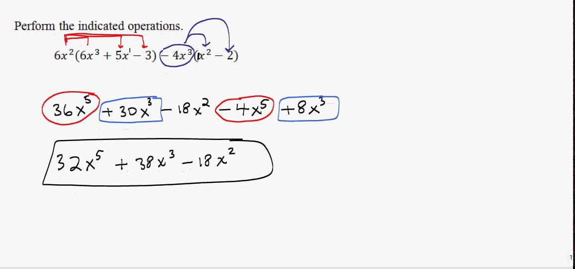 Perform the Indicated Operation Algebra 2