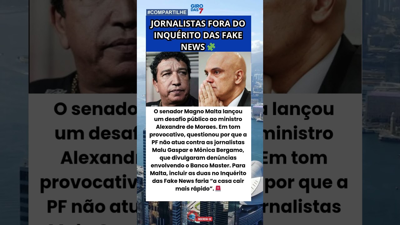 Magno Malta desafia Moraes publicamente 🎯