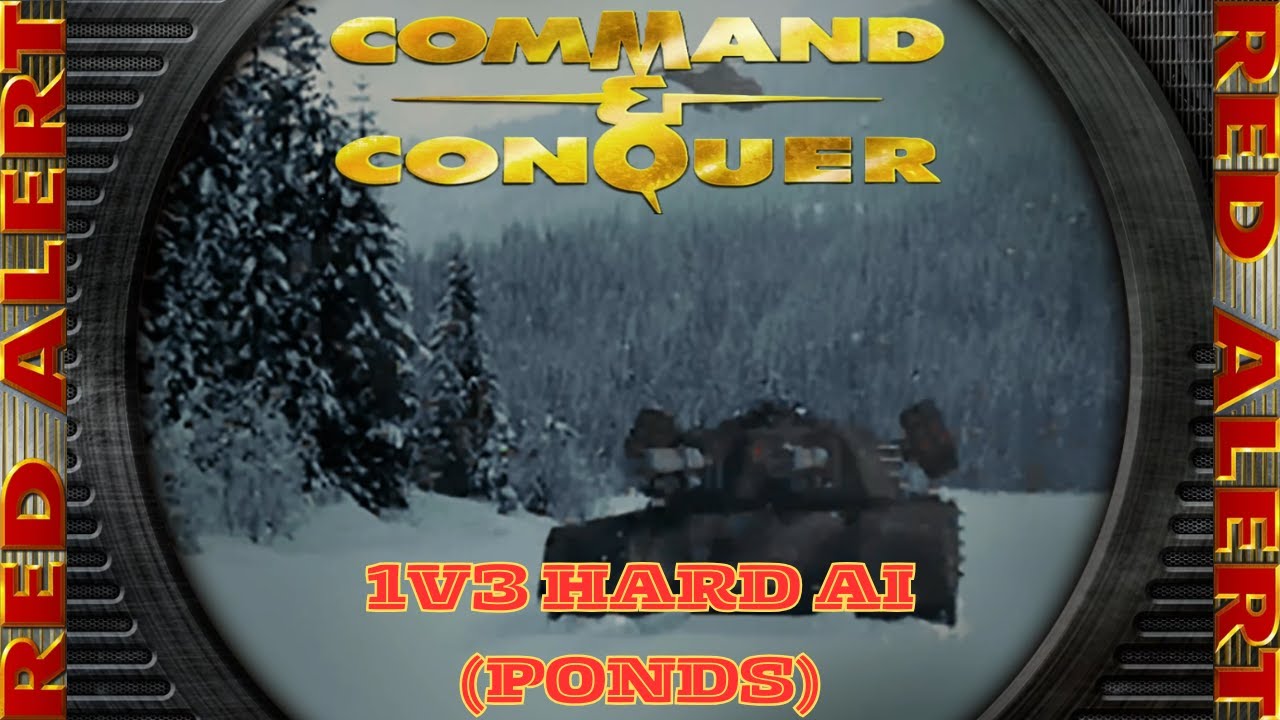 Command And Conquer Red Alert Skirmish 1v3 Hard (Карта: Ponds) RTS Советский игровой процесс ПК Р...
