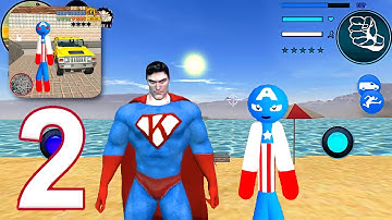 Captain Stickman America Rope Hero - Gameplay walkthrough Part 2 (iOS,Android)