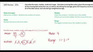 GED Study Guide Math  How to Find the Mean Median Mode and Range 1