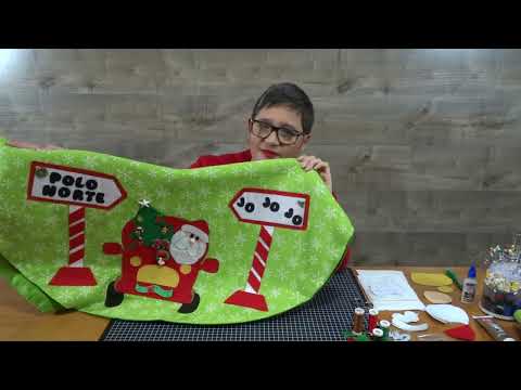Aplicación pie de árbol, Santa con auto. Incluye moldes, Yasna Pino. Casa Puchinni,