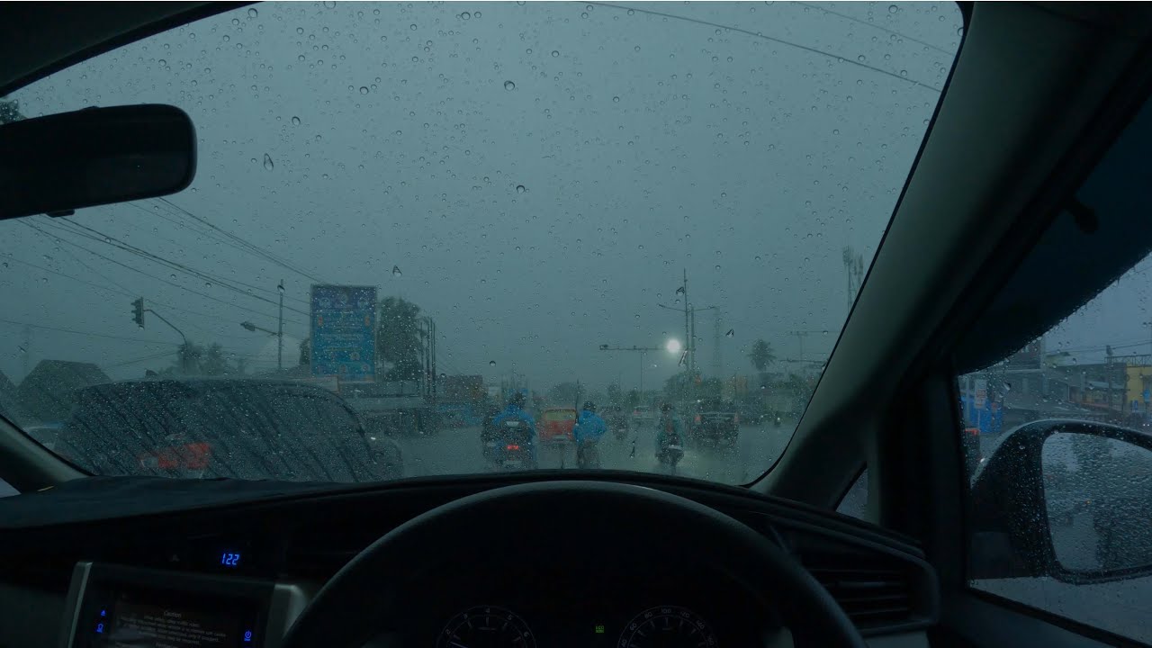 Relaxing and calming video of driving in heavy rain for sleep, work ...