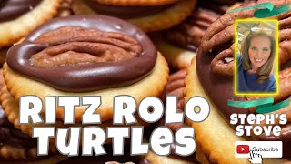 Ritz Rolo Turtles - Only FOUR Simple Ingredients - Steph’s Stove Ritz Cracker Candy No Bake