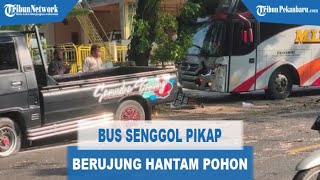 Kecelakaan Bus Mira Vs Pikap Berujung Hantam Pohon