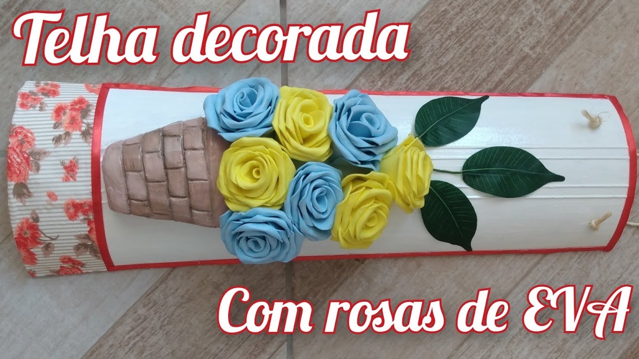 Telha decorada com rosas de Eva