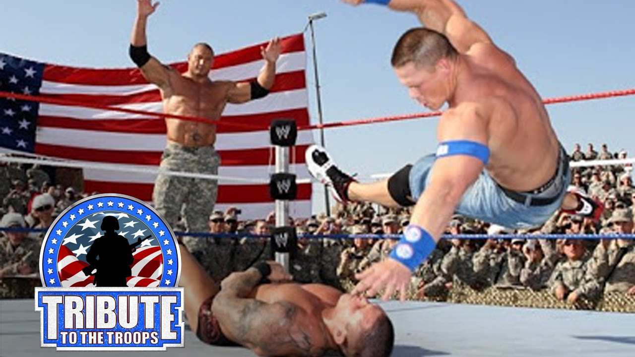 มวยปล้ํา2018 2022 New John Cena, Batista \u0026 Rey Mysterio vs. Randy Orton \u0026 Jeri-Show: Tribute to the Troops, Dec. 20, 2008