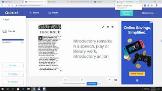Review of Vocabulary and the PROLOGUE to Romeo and Juliet  broken down paraphrased