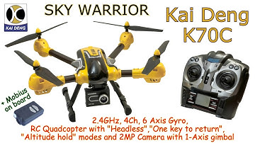 KAI DENG K70C Sky Warrior 2.4GHz, 4Ch, 6 Axis Gyro, RC Quadcopter with Headless and 2MP Camera (RTF)