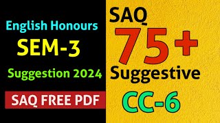 CC-6 English Honours Short Questions Suggestion 2024 | 3rd Semester | Calcutta University