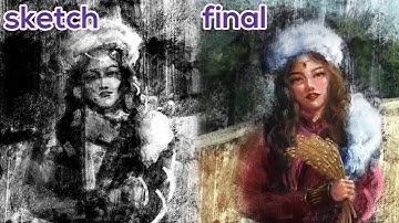 🌾Harvest Time | OC | Female Portrait | Photoshop Painting Process