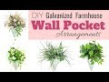 DIY Galvanized Farmhouse Wall Pocket Arrangements