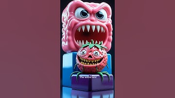 Cube Monster vs Rotten Strawberry 🍓 #ai #horroranimation