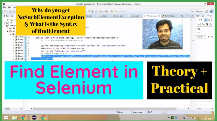Find Element in Selenium | NoSuchElementException | Syntax of findElement | Things to know