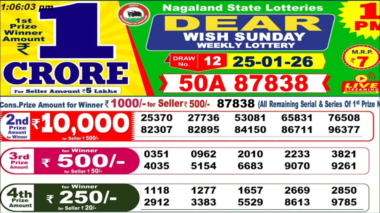 Nagaland lottery result today 1pm 25/01/2026 - morning Nagaland night 🤑 ...