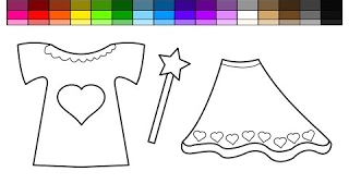 Learn Colors For Kids And Color Tshirt And Dress With Magic Wand Coloring Pages