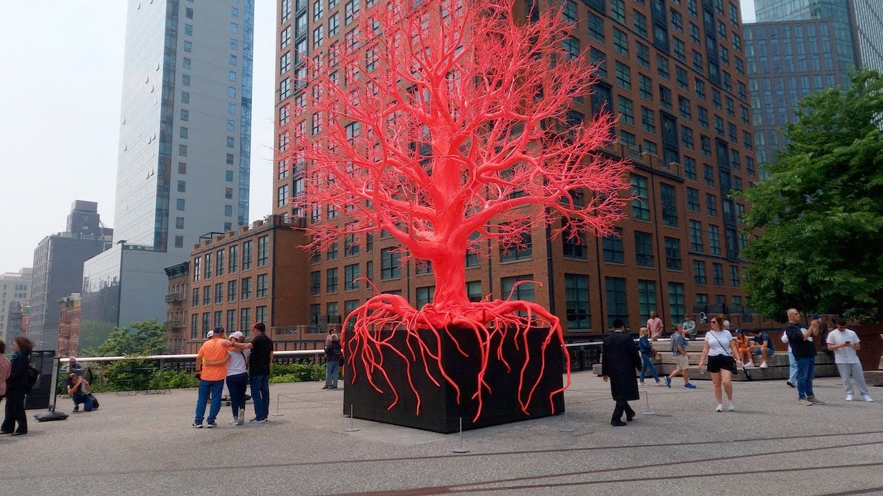 High Line Red Tree New York City - Walking The High Line from W 30th Street to The Whitney ...