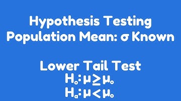 Hypothesis Testing | Population Mean: σ Known | Lower Tail Test