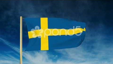 Sweden Flag Slider Style. Waving In The Wind With Cloud Background Animation