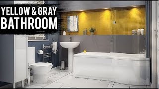 Gray and Yellow Bathroom Design