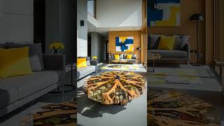 Scandinavian living room  - dry tree complete with leaves and flowers slice resin  Flooring NEIGHBO