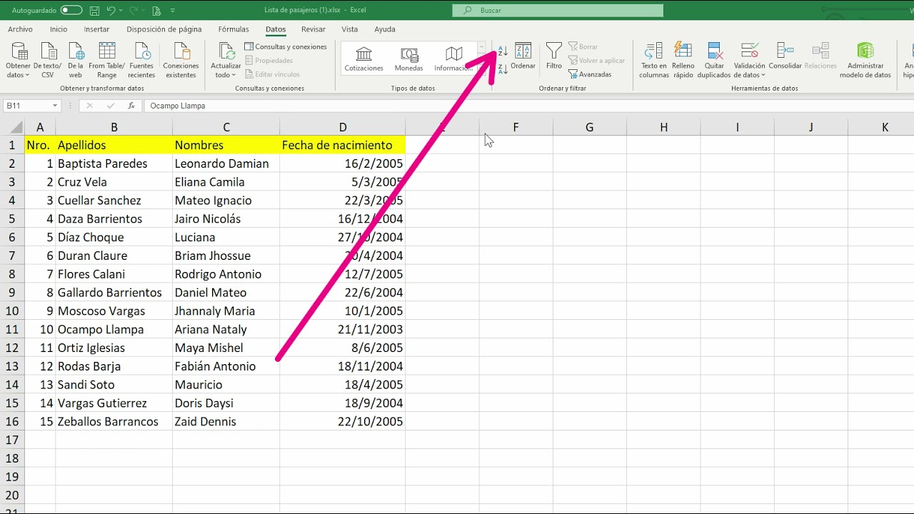 Excel: Ordenar fechas - YouTube