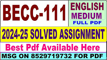 BECC 111 solved assignment 2024-25 || becc 111 solved assignment 2025 in English || ignou becc111