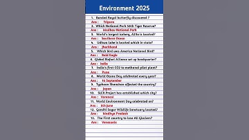 Environment 2025 Current Affairs | Environment & Ecology 2025 | Current Affairs 2025 |