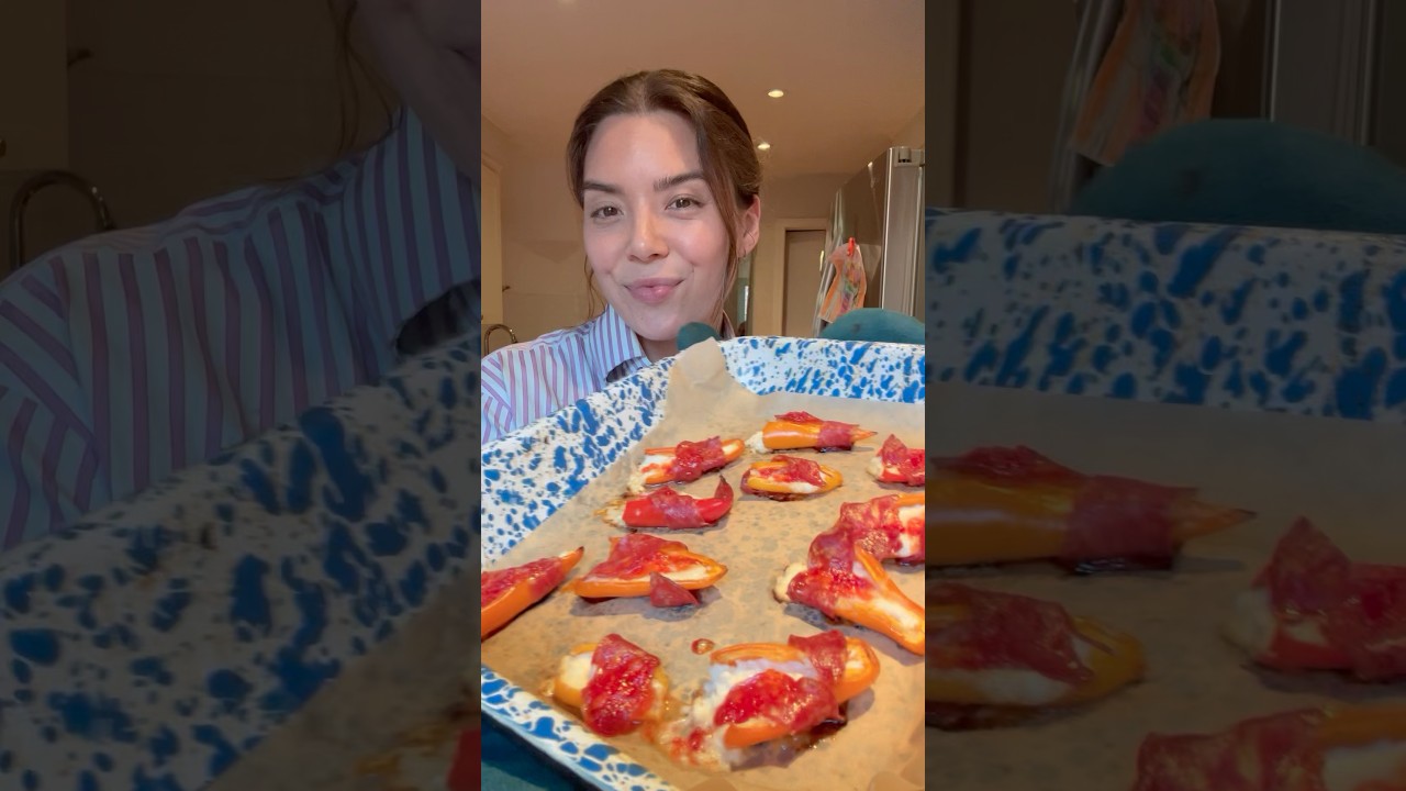 🌶️ Goat Cheese-Stuffed Mini Peppers with Calabrese Salami - best easy appetizer recipe! 🔥