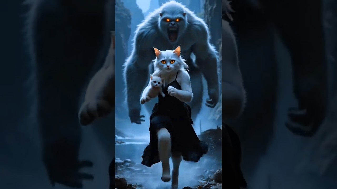 Kitten Loss her Mother😥rabbit rescue the kitten 