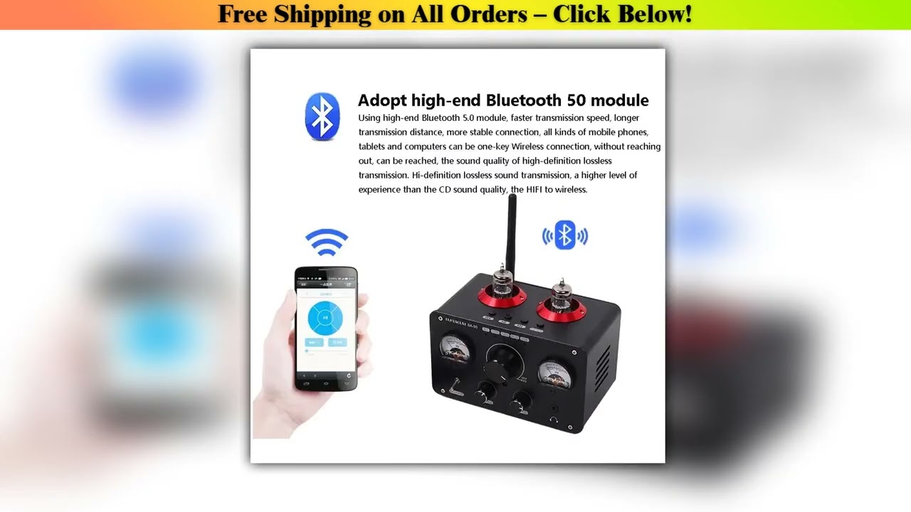 HiFi Tube Amplifier 80Wx2 GE5654W MA12070 Audiophile Bluetooth 5.0 USB Playback Home Theater HiFi