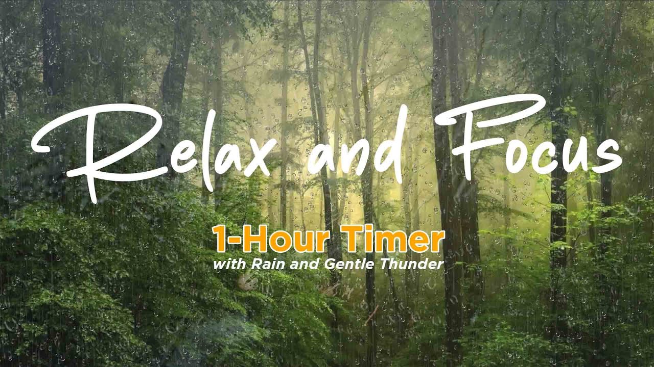 1 Hour Timer with rain sounds and occasional thunder effects - YouTube