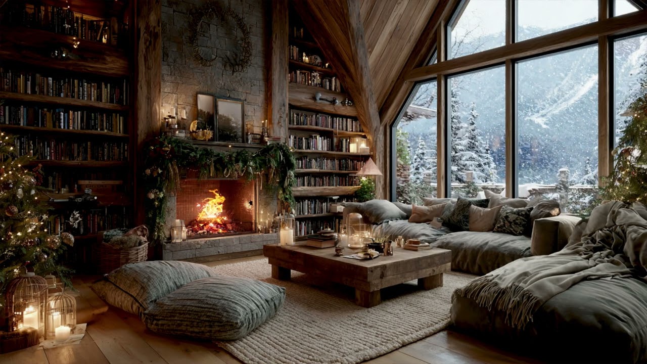 Warm Festive Jazz Lounge 🔥 Relaxing Christmas Jazz with Fireplace Glow and Peaceful Night