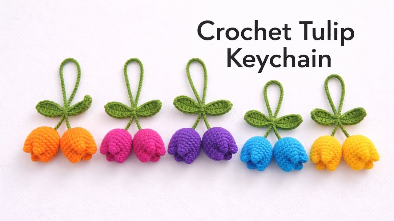 Easy & Quick Tulip Keychain 🌷 Beginner Friendly Crochet Tutorial